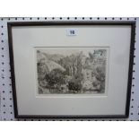 'Chateau Correze', a limited edition etching by Anthony Gross, 277/500, numbered in pencil in the