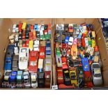 Two cartons of assorted die-cast model vehicles including Corgi, Matchbox and others [upstairs