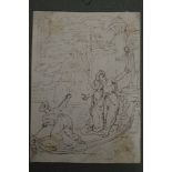 Thomas Rowlandson (1756-1827), pen and ink, a dramatic Arabian scene (11.5 x 8 cm) TO BID ON THIS