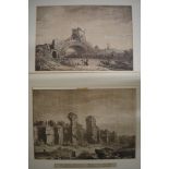 Two late 18th century sepia engravings of Roman ruins engraved by J. Boydell (37 x 51 cm) (2) TO BID