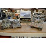 Three 1/16 scale remote tanks comprising a Tamiya King Tiger and two R/C tanks - a Mattoro King
