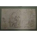 Thomas Rowlandson (1756-1827), pen and ink, a horse and cart with figures (8.5 x 14 cm) TO BID ON