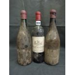 Ch. Beychevelle, 1966 (x 1); old Burgundy, no labels (x 2); each 75 cl (3), (levels and condition