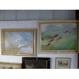 Stewart Hine, oils on canvas and oils on board, 'Concerto for Triangles (Vulcan Prototypes)' and a