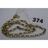 A 9 ct gold belcher link chain necklace, 12.4 gm TO BID ON THIS LOT AND FOR VIEWING APPOINTMENTS