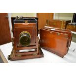 A late Victorian mahogany bellow camera , Imperial model by Thornton Pickard with lens by J