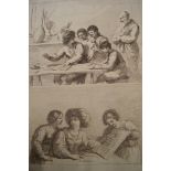 After Guercino, two engravings of musicians, perhaps members of the Cornaro family, and of