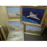 Stewart Hine, oils on board, 'Go, Bird, Go!', showing Concorde at lift-off, signed and dated 5/91 (