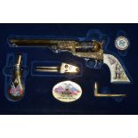 An official Civil War Confederate revolver replica set, in wall-hanging display case [C] TO BID ON