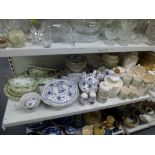 A Hornsey Fleur pattern part tea and coffee service plus storage jars, preserve dishes, vinegar