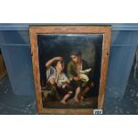 A fine KPM Berlin porcelain plaque, mid-19th century, painted after Murillo with two beggar boys