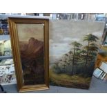 S.L. Morley, an oils on canvas of a stag and a hind in the Highlands, signed, and an unframed oils