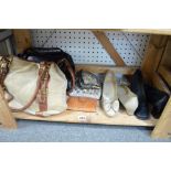 Vintage ladies' accessories including a Cavalli handbag, two other bags, purses, shoes, etc. [