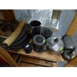 A quantity of pewter including a tankard, teapot and stand, etc. [pine shelves next to s17] TO BID