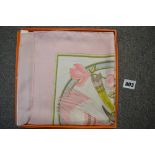 An Hermes 35 in silk square in 'Caraibes' design with pale pink border, in original box [upstairs