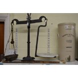 A late Victorian shop scales by Parnall & Sons of Bristol, in iron, numbered 890 and with George V