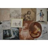 A good mixed lot of prints, drawings and watercolours, early 18th century to late 19th century,