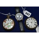 Two 19th century silver pair-cased pocket watches and a modern Watchout Concepts quartz wristwatch