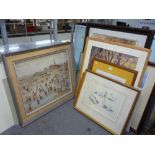 After L.S. Lowry, two coloured prints, together with prints of dogs, two prints after Diego