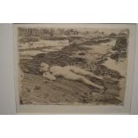 Anders L. Zorn (1860-1920), etching on laid paper, reclining nude, dated 1918 in the block, signed