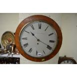 A Victorian mahogany circular single fusee movement wall clock with Roman numerals[wall next to s80]