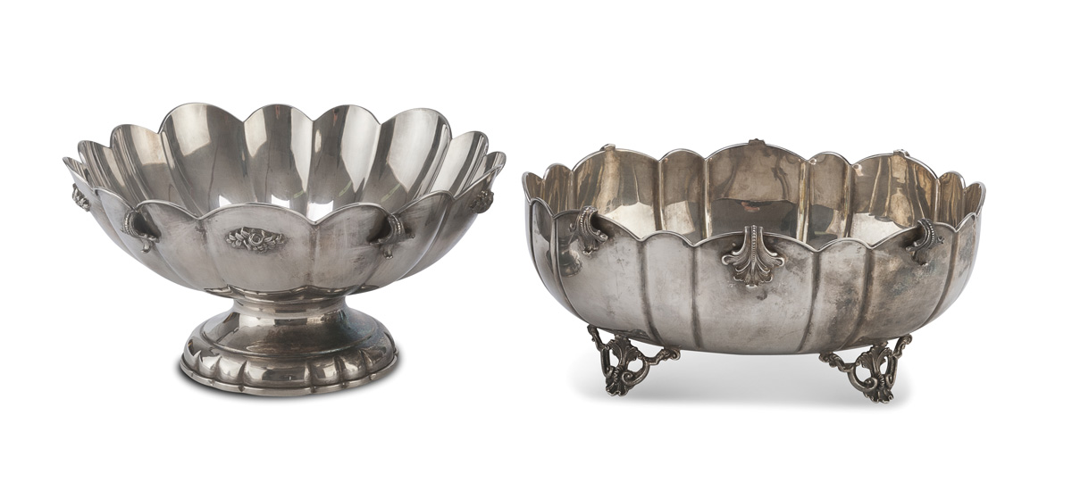 TWO SILVER CENTERPIECE ITALY 20TH CENTURY