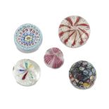 FIVE SMALL PAPERWEIGHTS MURANO 70s