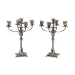PAIR OF SILVER CANDELABRA PUNCH KINGDOM OF ITALY EARLY 20TH CENTURY