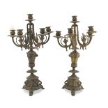 PAIR OF GOLDEN BRONZE CANDELABRA 19TH CENTURY