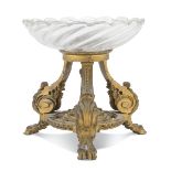 SMALL FRUIT BOWL IN BRONZE AND GLASS END OF THE PERIOD LOUIS XVI