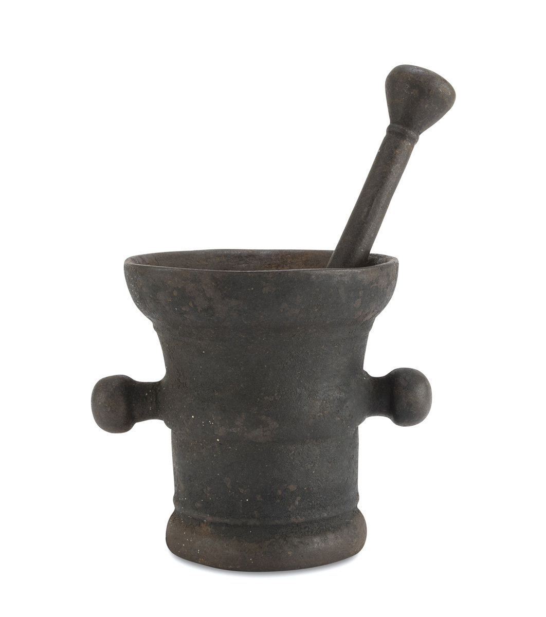 MORTAR WITH IRON PESTLE 17th CENTURY