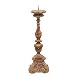 LACQUERED WOODEN CANDLESTICK 17th CENTURY