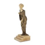 BRONZE AND IVORY SCULPTURE LIBERTY PERIOD