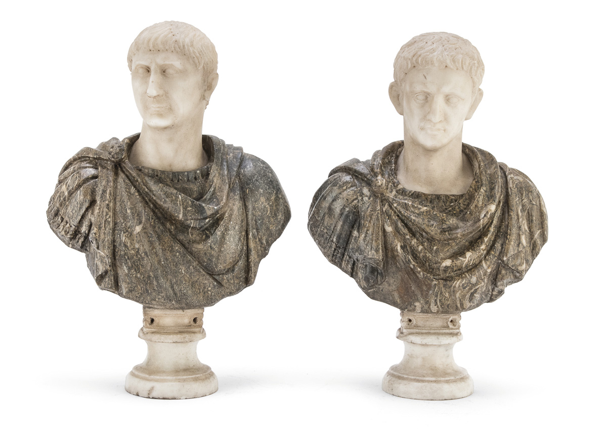 PAIR OF SMALL BUSTS IN MARBLE 19TH CENTURY