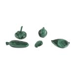 FIVE MALACHITE SCULPTURES 20TH CENTURY