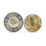 TWO MAJOLICA DISHES TALAVERA DE LA REINA SPAIN END 18TH CENTURY