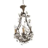 PRETTY CHANDELIER IN BRASS AND PORCELAIN LATE 19TH CENTURY