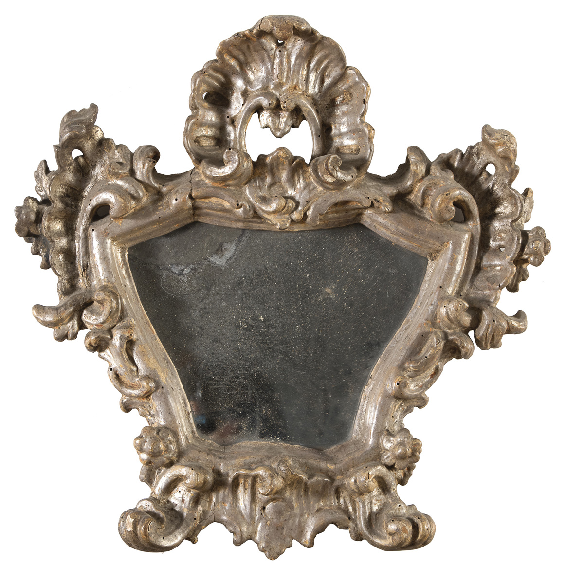 SMALL SILVER WOOD MIRROR ROME 18TH CENTURY