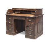 CYLINDER BUREAU IN MAHOGANY-DYED WOOD, AMERICA EARLY 20TH CENTURY