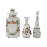 BOTTLE AND TWO OPALINE BOTTLES EARLY 20TH CENTURY