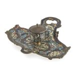 SMALL BRONZE AND GLAZE inkwell Russia late 19th century