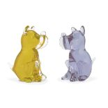 A PAIR OF DOG SCULPTURES IN GLASS, SEGUSO EARLY 20TH CENTURY