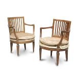 PAIR OF WALNUT PIEDMONT OR LOMBARDY ARMCHAIRS FROM THE 18TH CENTURY