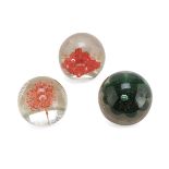 THREE GLASS PAPERWEIGHTS 1970s