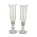 PAIR OF CRYSTAL GLASS CANDLESTICKS 20th CENTURY BACCARAT