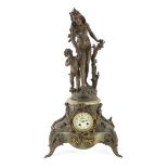 ANTIMONY AND ONYX CLOCK, FRANCE 19TH CENTURY