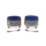 PAIR OF SILVER SALT CELLARS PROBABLY FRANCE 19TH CENTURY