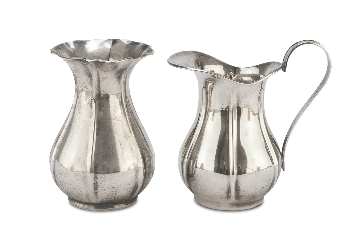 SILVER PITCHER AND VASE PUNCHED PADOVA AND TREVISO POST 1968