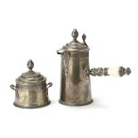 COCOA POT AND SUGAR BOWL IN SILVER PUNCH PADUA 1950s