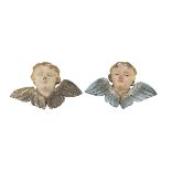 PAIR OF WOODEN CHERUBINI HEADS LATE 19TH CENTURY